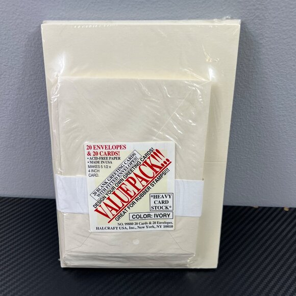 Halcraft 99880 - 20 blank Make Your Own Greeting Cards + Envelopes - NEW Ivory - Picture 2 of 3